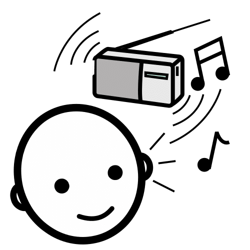 Persona escuchando música en la radio