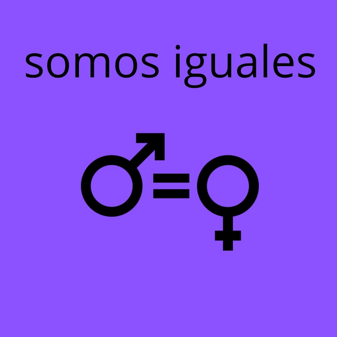 Somos iguales Símbolos de masculino y femenino con signo de igual