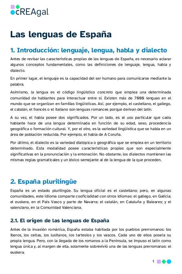 Principales características de las lenguas de España Al pulsar descarga un documento con las principales características de las lenguas de España (abre en una ventana nueva)