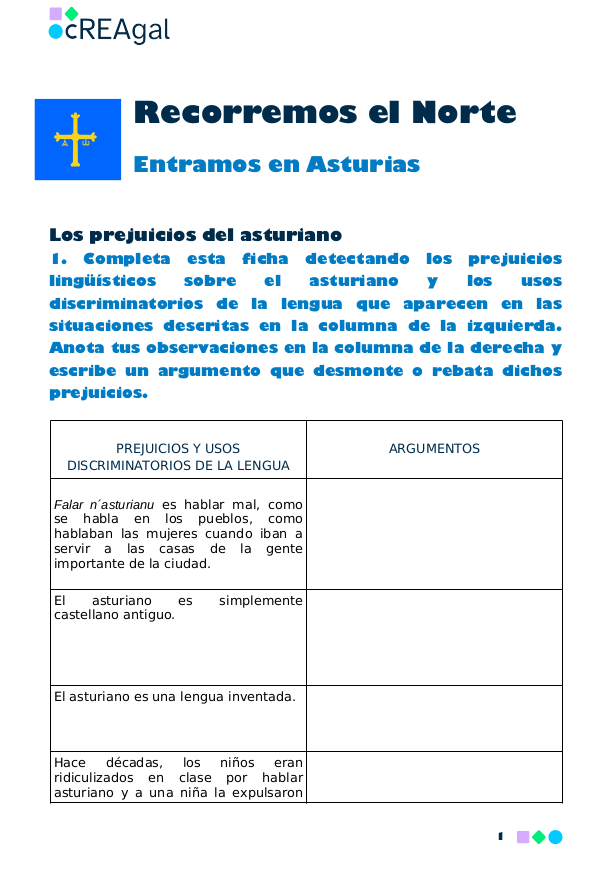 Prejuicios del asturiano Al pulsar descarga un documento para completar sobre los prejuicios del asturiano (abre en una ventana nueva)