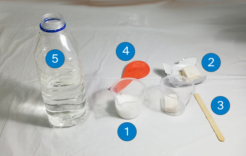 Fotografía do material necesario para o experimento