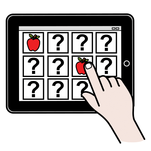 persoa realizando un xogo de memoria cunha tableta