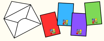 Imaxe dun sobre e tarxetas de cores