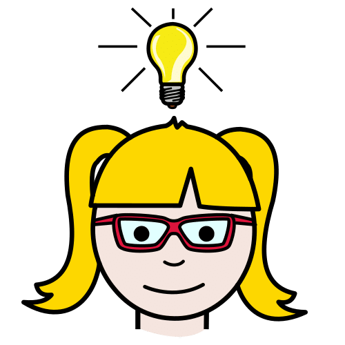 Pictograma que rpresenta a unha nena que ten unha idea