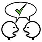 Dúas persoas poñéndose de acordo