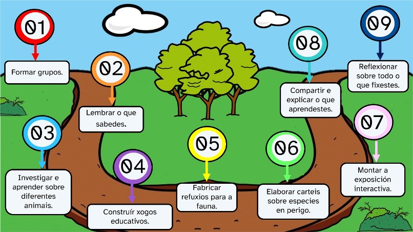 Camiño con nove marcadores