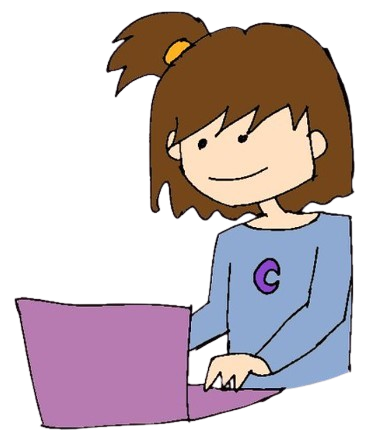 Nena de fronte escribindo nun ordenador