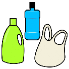 Dúas botellas de plástico e unha bolsa