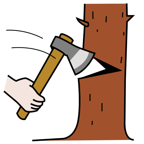 pictograma tallando unha árbore