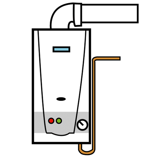 Ilustración que representa un termo de auga quente