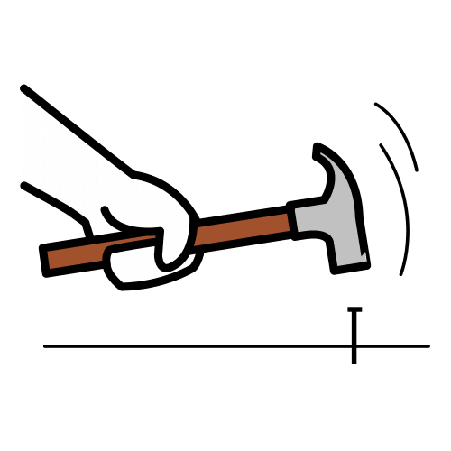 Ilustración que representa un martelo cravando un cravo