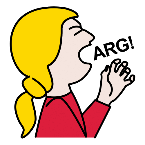 Ilustración que representa unha persoa berrando