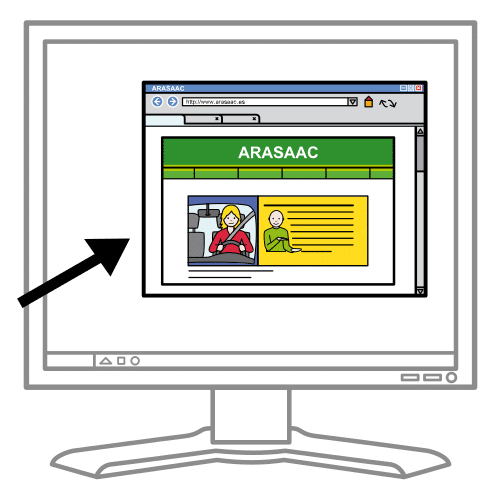 Ilustración que representa unha pantalla dunha computadora cunha páxina web aberta