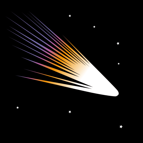 Debuxo dun Cometa viaxando polo espazo.