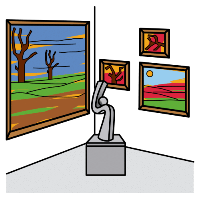 Sala dun museo con cadros e esculturas