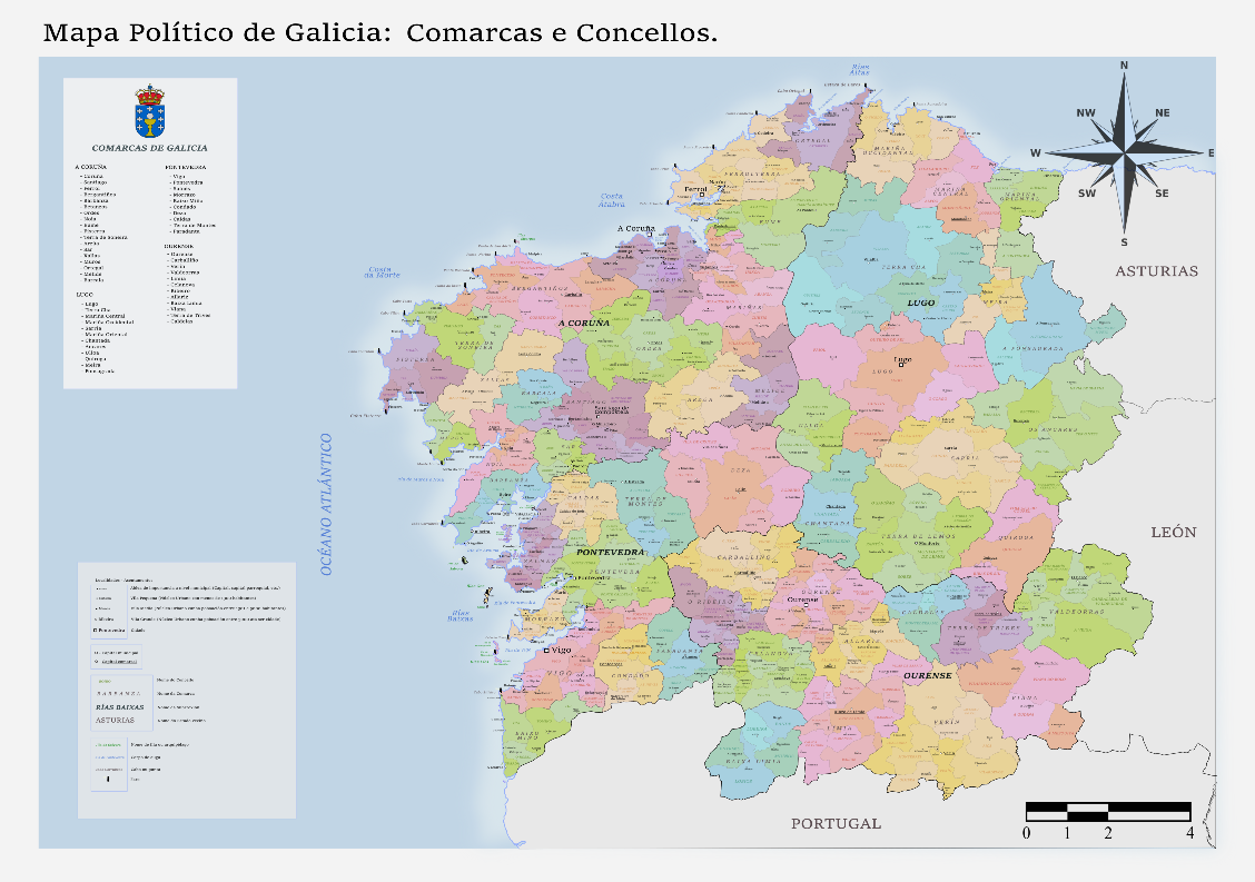 Mapa das comarcas galegas