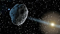 Asteroide viaxando polo espazo