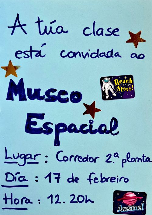Tarxeta de invitación ao museo espacial da clase