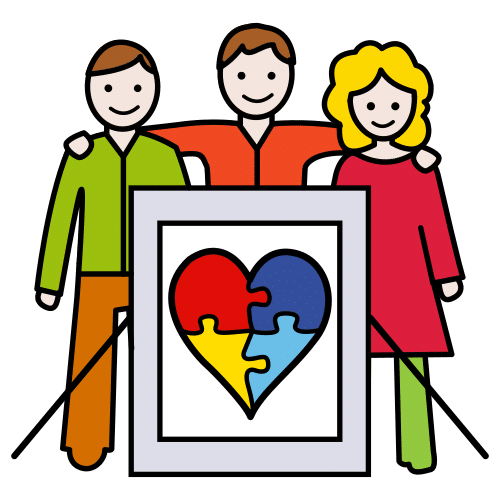 Debuxo de persoas manifestándose no día do autismo