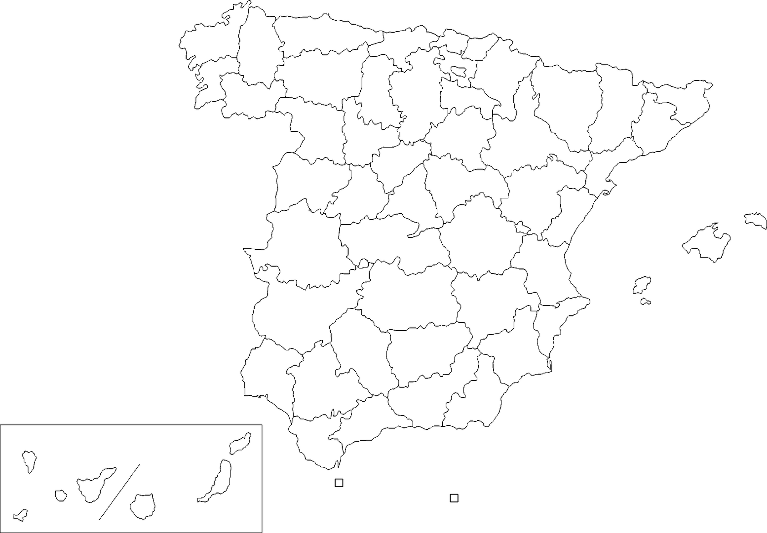 Mapa en blanco de provincias españolas