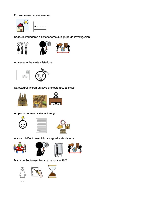 Apoio visual do texto principal apoiado con pictogramas