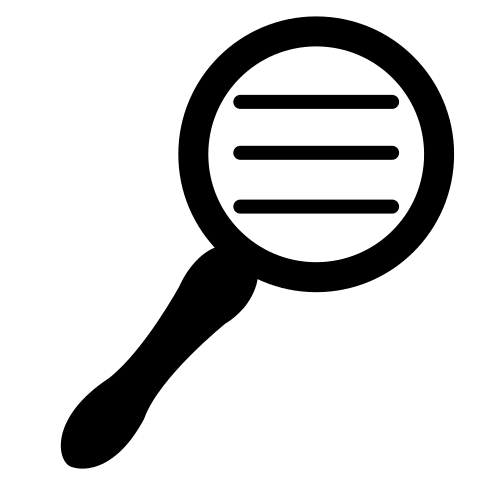 Pictograma dunha lupa que representa o feito de buscar información.