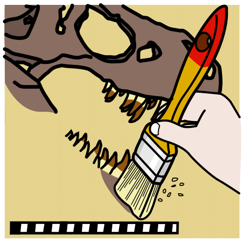 Pictograma cunha man limpando un esquelete