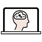 Pictograma que representa a filosofía a través dunha cabeza transparente onde se pode ver o cerebro 