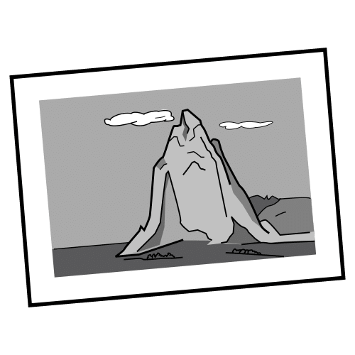 Pictograma dunha fotografía dunha paisaxe montañosa.