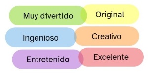 Palabras con etiquetas de colores