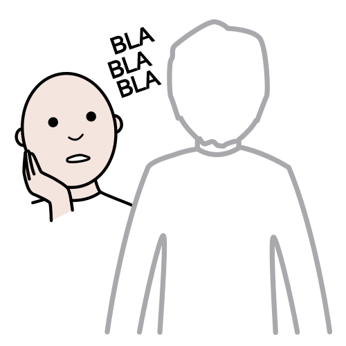 Persona muy atenta a otra que está hablando