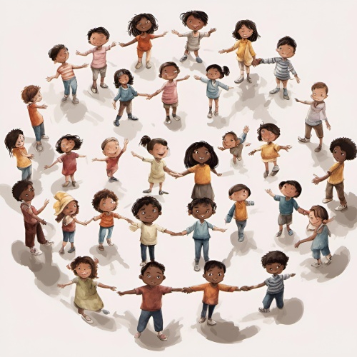 Grupo de niñas y niños