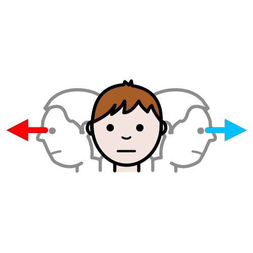 Persona con flechas a hacia un lado y otro