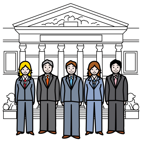 Cuatro hombres y mujeres delante del Congreso de Diputados