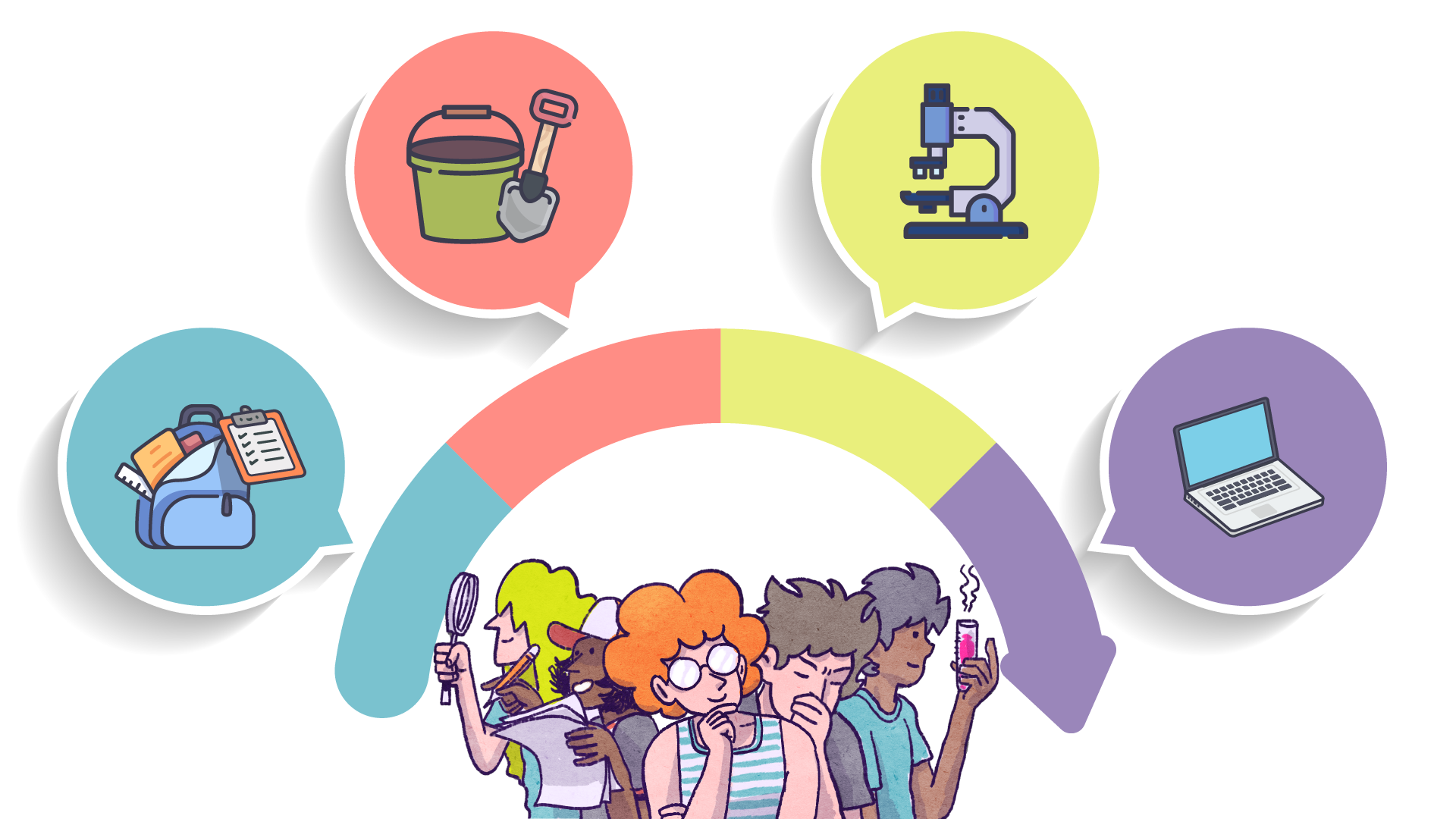 Persona pensando en diferentes objetos