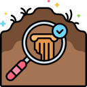 Lupa buscando en la tierra