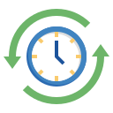 Reloj con flechas en el mismo sentido alrededor.