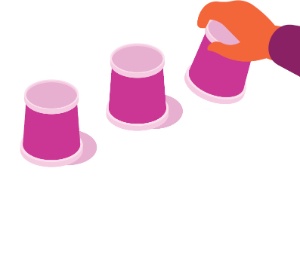 Tres cubiletes y una mano 