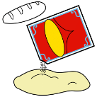 Polvos de levadura cayendo sobre la masa del pan