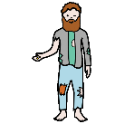 Un persona descalza y con ropa rota