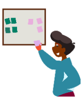 Un niño colocando pósits en un tablero