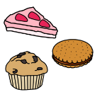 Imagen de pastel, galleta y magdalena