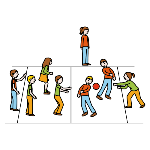 Pictograma de balón prisioneiro para representar o concepto de xornada intercentros