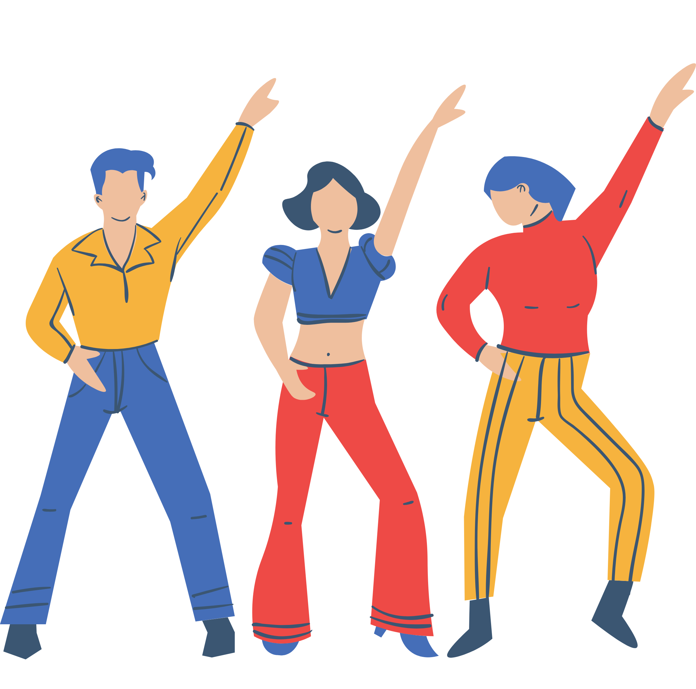 Tres persoas bailando