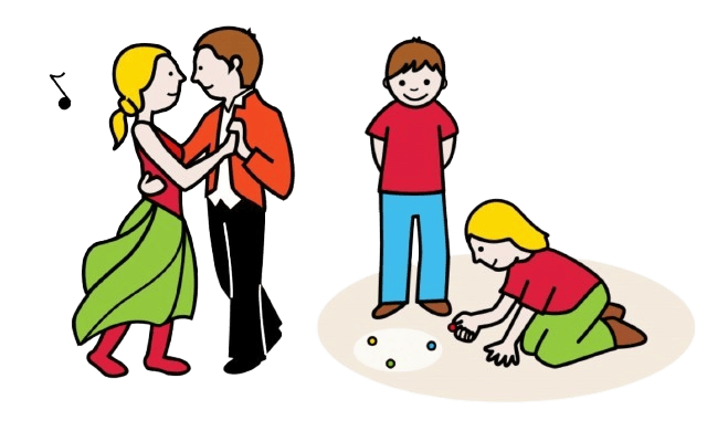 Pictograma de bailar e de xogo tradicional para representar a cultura galega