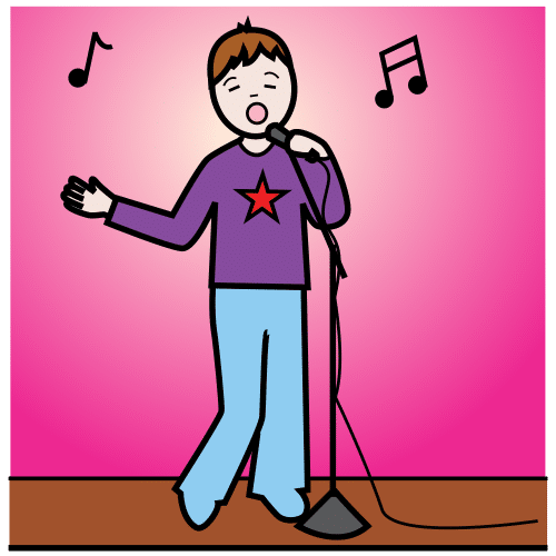 Pictograma de cantante para representar o canto