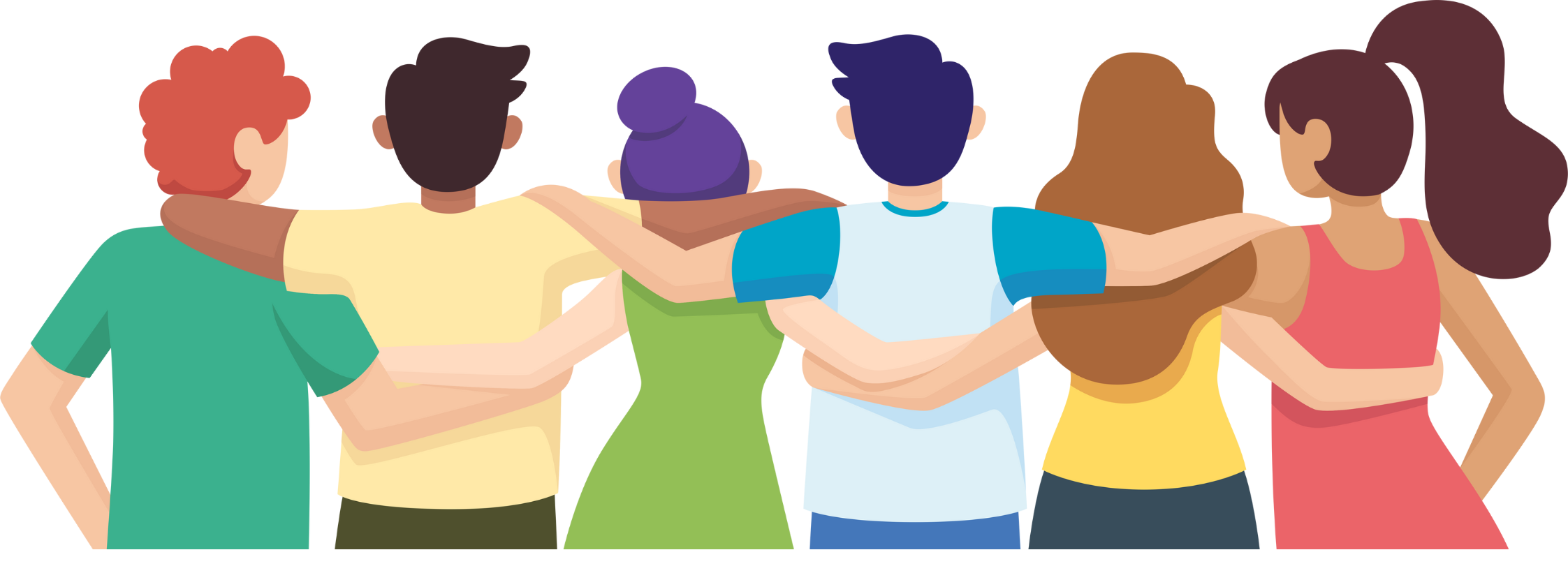 Grupo de xente abrazada