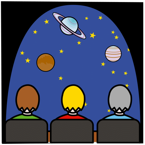 Pictograma de planetario para representar o concepto de simulación