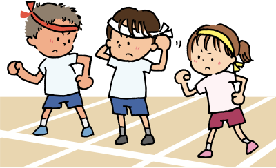 Nenos e nenas preparado para a carreira de relevos