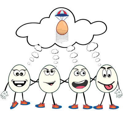 Catro Humpties pensando xuntos o deseño do prototipo